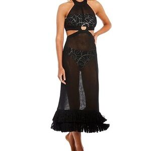 Antonio Melani Halter Fringe Maxi Dress Swim Cover Up